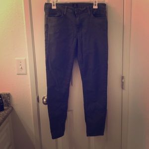 Just black denim olive green color.